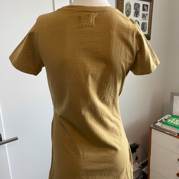 Jackson Rowe Paradise Palm SS 100% Cotton Waist Wrap Dress Dijon Mustard Sz S - Picture 9 of 12